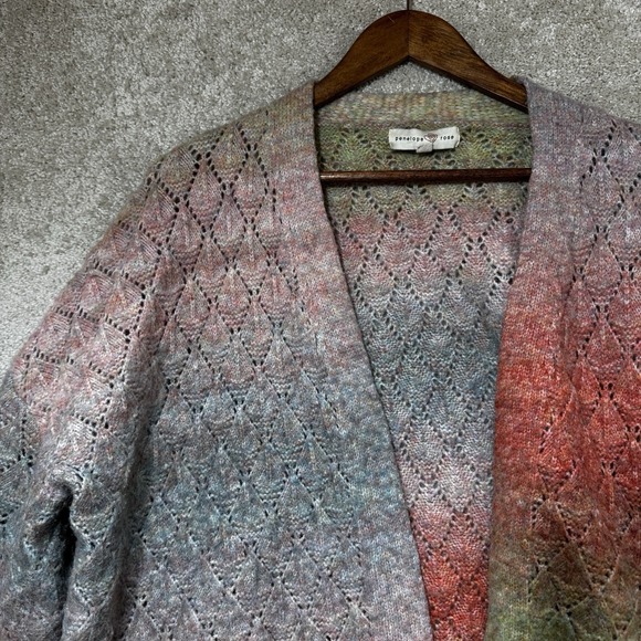 Penelope Rose Ombre Knit Open Front Cardigan Sweater XL Boho Cozy Cottagecore - Picture 8 of 13